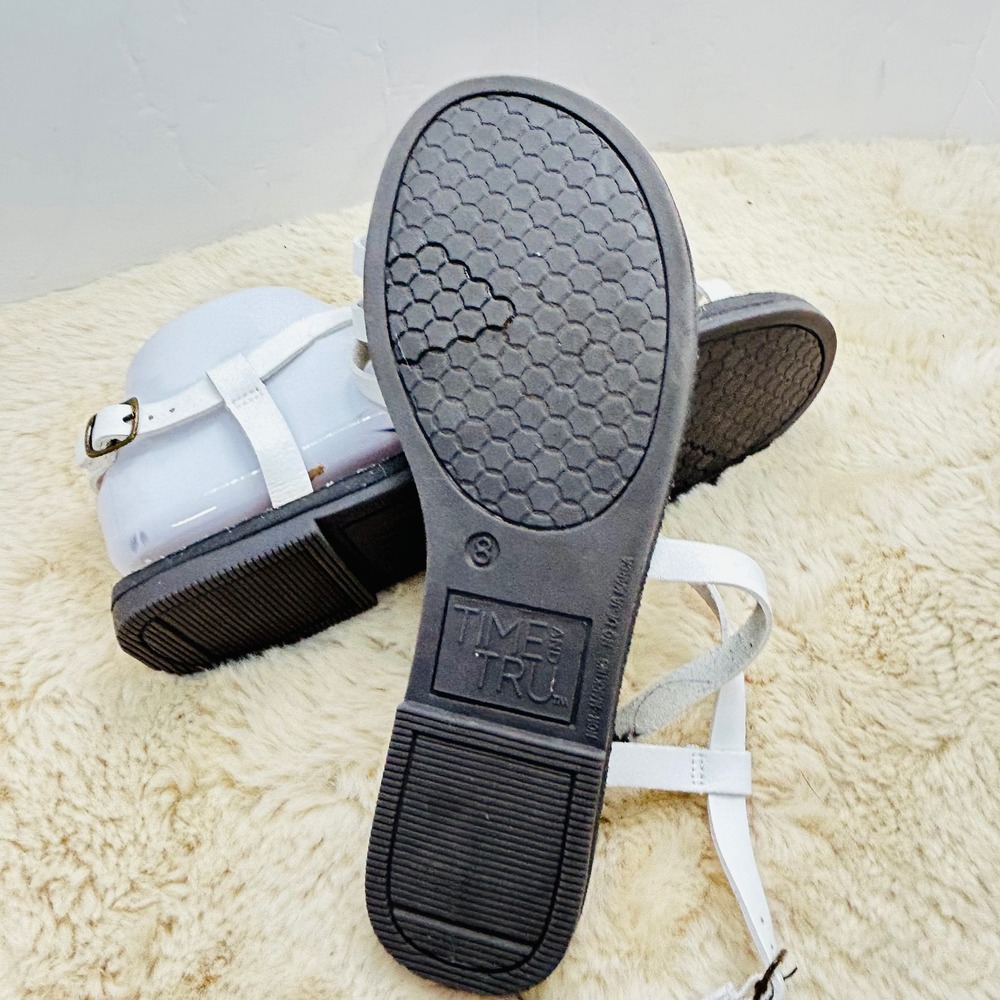 Time Tru Women's‎ White Gladiator Sandals Strappy Brown Insole Size 8 - Picture 3 of 4